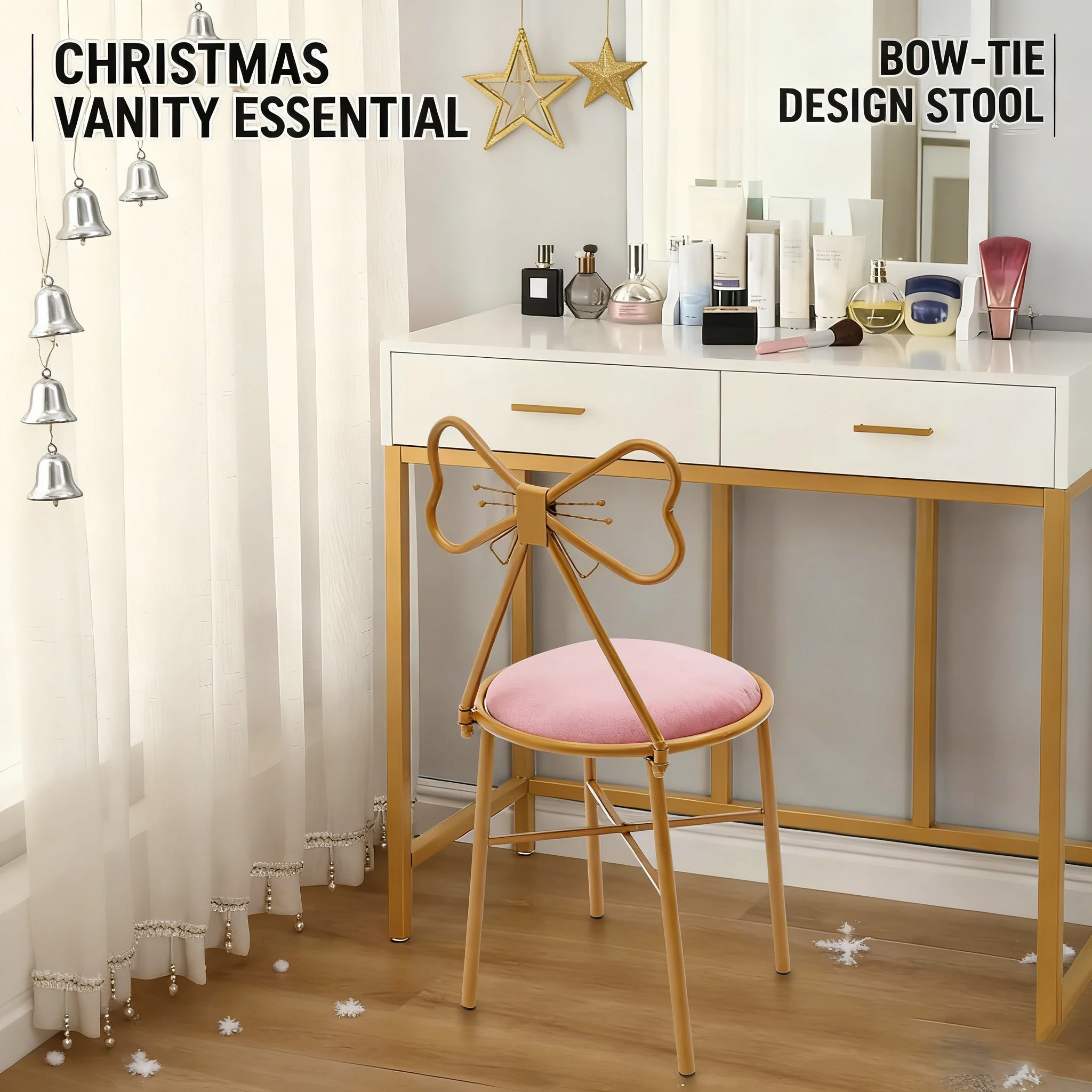 Pink Backrest Chair Pink Butterfly Dressing Chair with Flannel Cushion Metal Frame Modern Vanity Chair with Bow for Girls
Pink Backrest Chair Pink Butterfly Dressing Chair with Flannel Cushion Metal Frame Modern Vanity Chair with Bow for Girls