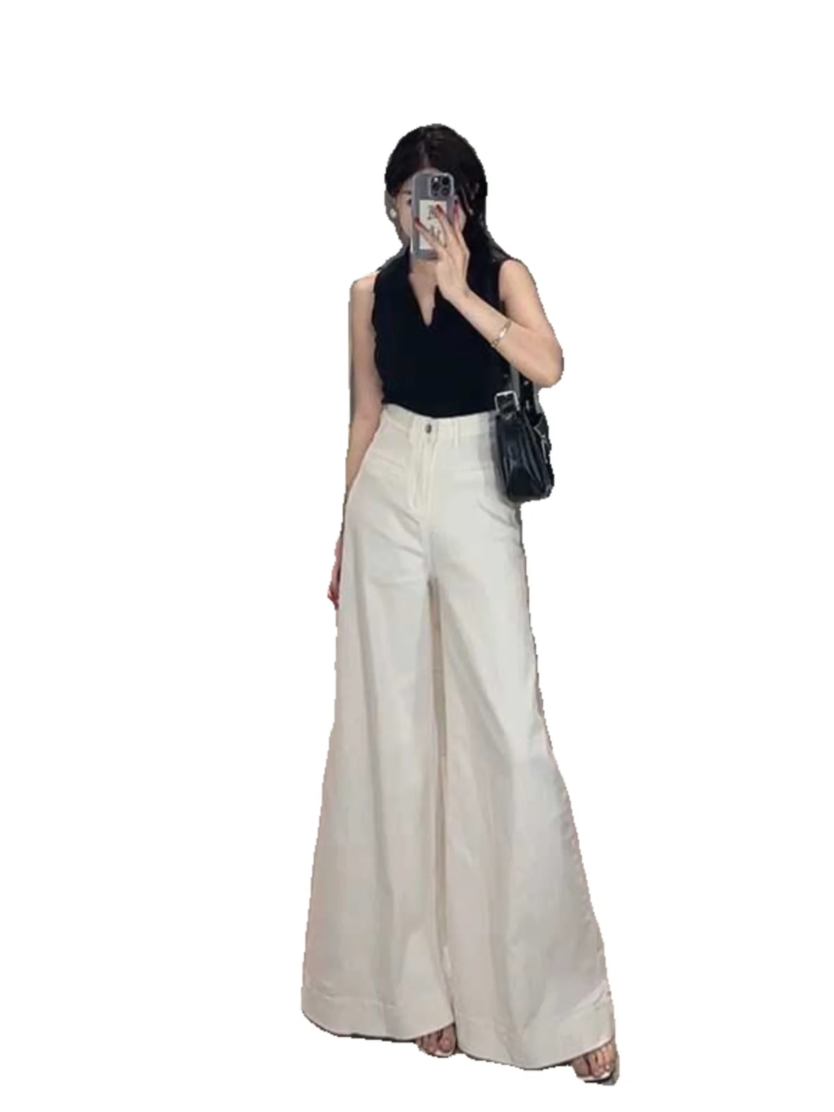 White High Waist Ultra Wide Leg Jeans Women's Summer Thin Slimming Long Dra Floor-Length Loose Fit Casual Denim Pants
White High Waist Ultra Wide Leg Jeans Women's Summer Thin Slimming Long Dra Floor-Length Loose Fit Casual Denim Pants