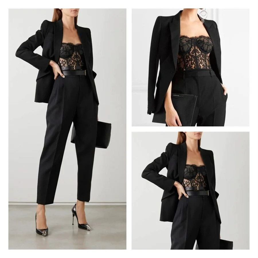 Casual Elegant Black Women Suits Office Set 2 Pcs Blazer+Pants One Button Simple Slim fit Formal Prom Evening Dress Custom Made
Casual Elegant Black Women Suits Office Set 2 Pcs Blazer+Pants One Button Simple Slim fit Formal Prom Evening Dress Custom Made