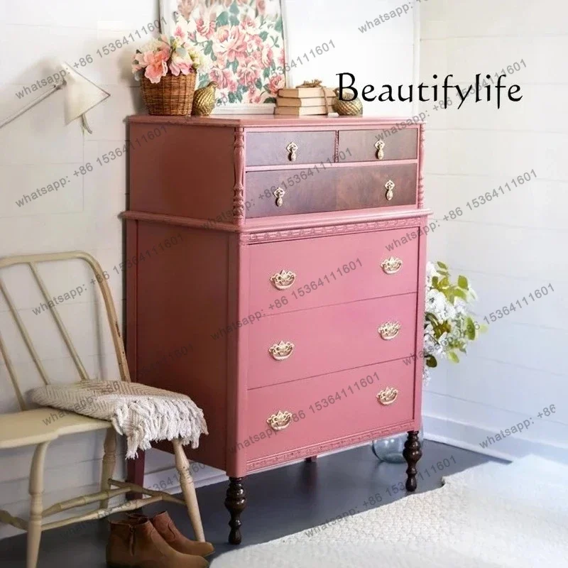 Six-bucket Cabinet Pink Storage Bedside Drawer Cabinet French Solid Wood High Chest Cabinet Bedroom Household Bedside
Six-bucket Cabinet Pink Storage Bedside Drawer Cabinet French Solid Wood High Chest Cabinet Bedroom Household Bedside