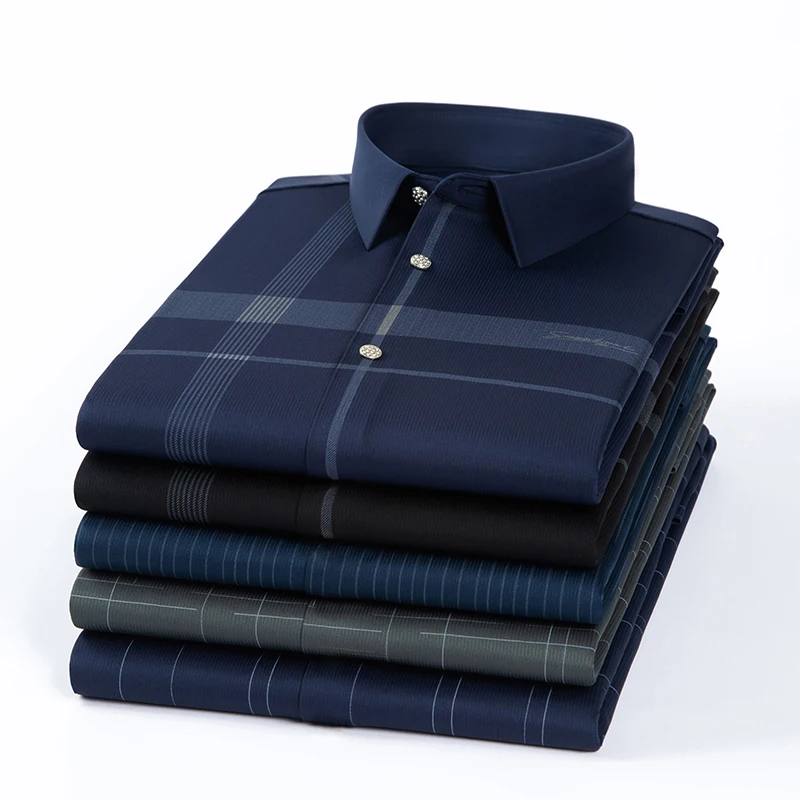 Hight quality Nylon long sleeve shirts for men slim fit casual plain shirt elegant anti-wrinkle elastic soft plaid clothes
Hight quality Nylon long sleeve shirts for men slim fit casual plain shirt elegant anti-wrinkle elastic soft plaid clothes