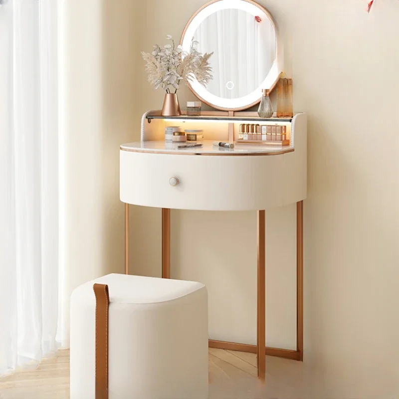Small-sized dressing table mirror modern advanced intelligent light cream wind rock plate storage bedroom bedside makeup table
Small-sized dressing table mirror modern advanced intelligent light cream wind rock plate storage bedroom bedside makeup table