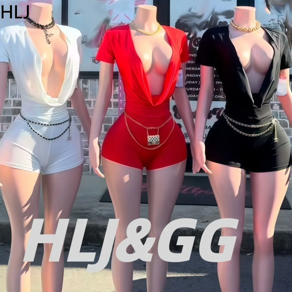 HLJ Sexy Solid Color Bodycon Rompers for Women Short Sleeve Deep V-neck One Piece Jumpsuits Female Streetwear Overalls 2026 New
HLJ Sexy Solid Color Bodycon Rompers for Women Short Sleeve Deep V-neck One Piece Jumpsuits Female Streetwear Overalls 2026 New