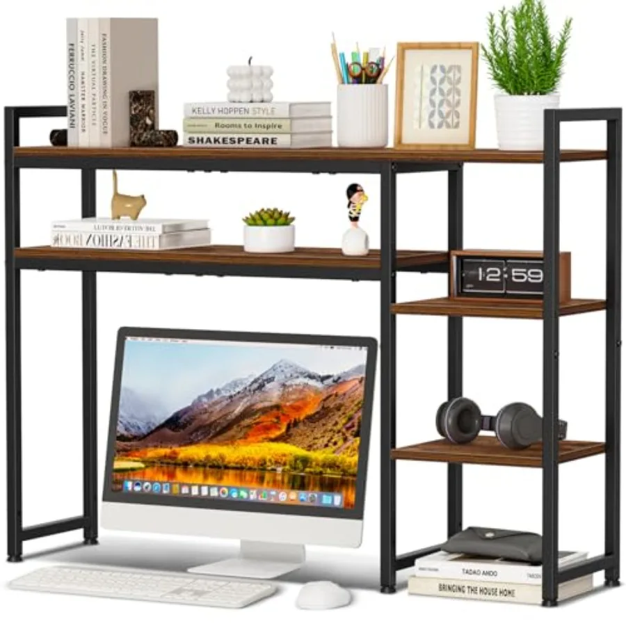 Desk Shelf, 38.6" Adjustable Desktop Organizer Shelf, Desk Hutch for Computer Monitor Stands, 4 Tier Desktop Display Rack, Wood
Desk Shelf, 38.6" Adjustable Desktop Organizer Shelf, Desk Hutch for Computer Monitor Stands, 4 Tier Desktop Display Rack, Wood