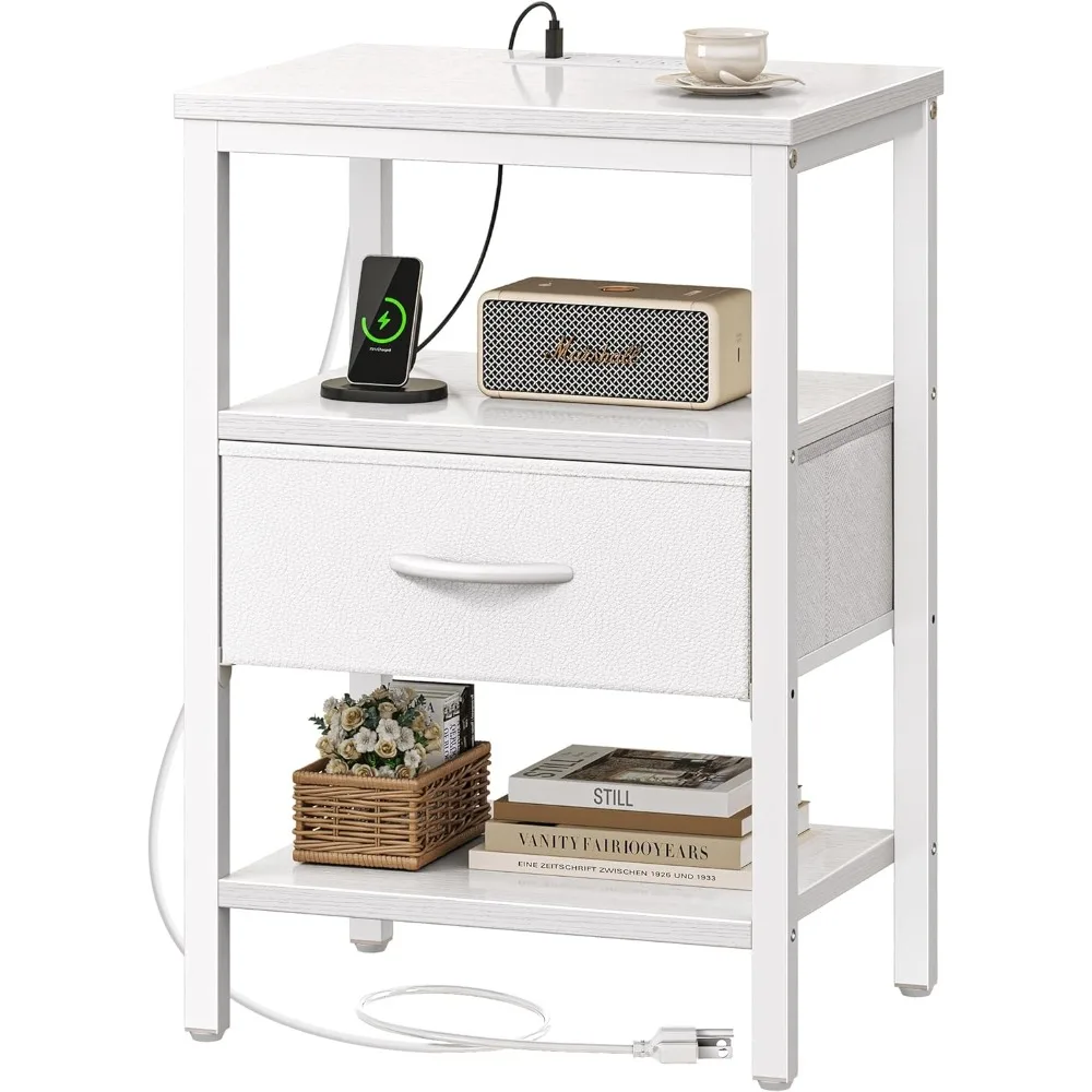 Nightstand with Charging Station, Bed Side Table with Adjustable Fabric Drawer,Night Stand for Bedroom, 3-Tier Storage End Table
Nightstand with Charging Station, Bed Side Table with Adjustable Fabric Drawer,Night Stand for Bedroom, 3-Tier Storage End Table