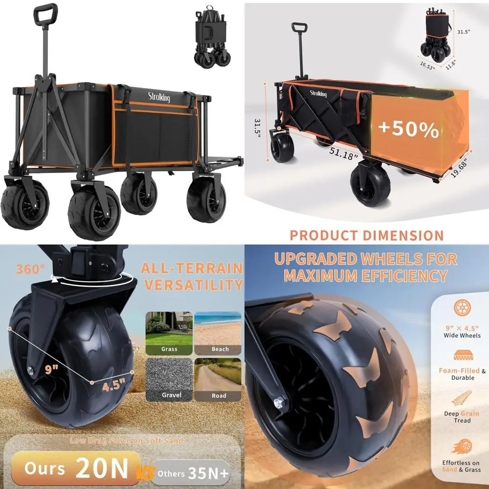 Пляжный фургон с 9 песчаными колесами, 51 л, складная тележка 260 л с задней сумкой, прочный универсальный фургон для активного отдыха, черный
Пляжный фургон с 9 песчаными колесами, 51 л, складная тележка 260 л с задней сумкой, прочный универсальный фургон для активного отдыха, черный