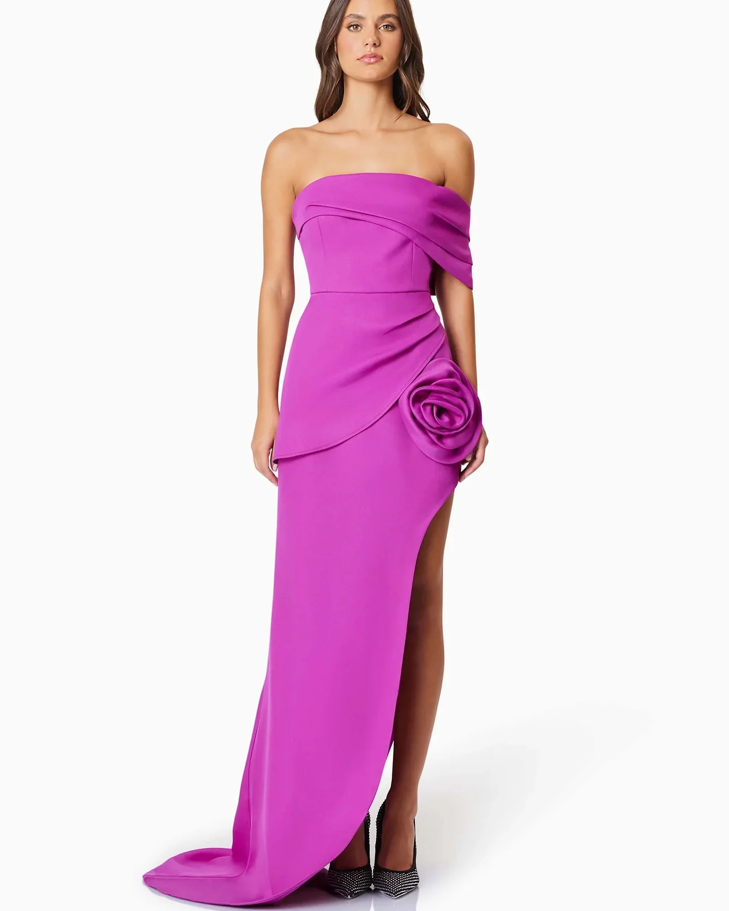 Customized Temperament Strapless One Shoulder Flowers Evening Dress Graceful Short Sleeves Pleats Purple Vestido De F
Customized Temperament Strapless One Shoulder Flowers Evening Dress Graceful Short Sleeves Pleats Purple Vestido De F