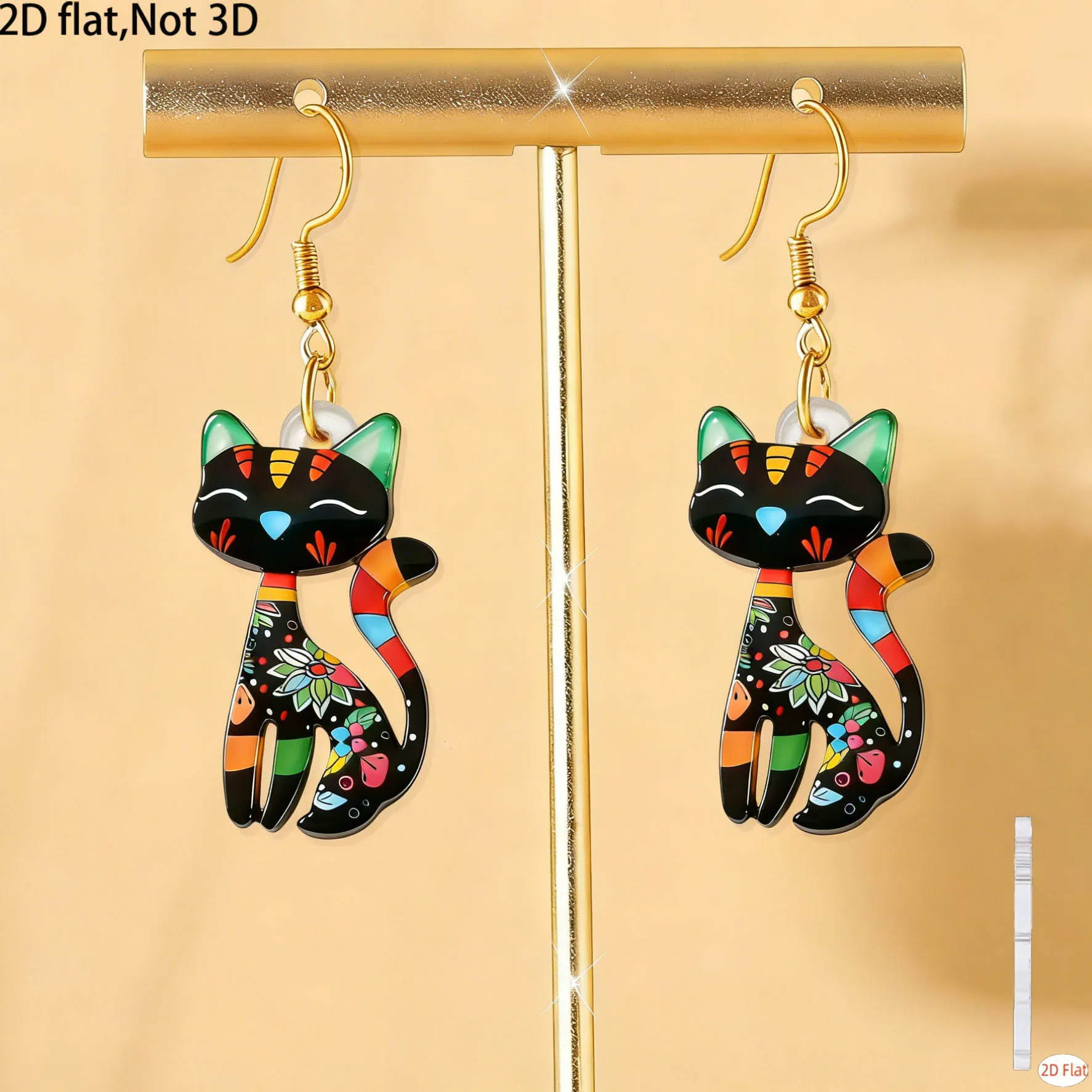 2pcs New Cute Colorful Cartoon Cat Design 2D Flat Acrylic Pendant Earrings Womens Daily Holiday Party Versatile Jewelry
2pcs New Cute Colorful Cartoon Cat Design 2D Flat Acrylic Pendant Earrings Womens Daily Holiday Party Versatile Jewelry
