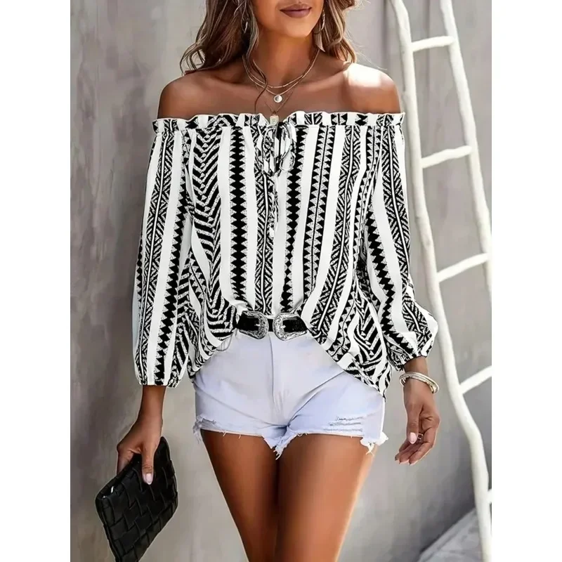 Плюс размер 1XL-5XL, женская модная блузка с длинным рукавом и вырезом на шее, повседневные топы со шнуровкой и принтом, элегантная женская свободная рубашка с открытой спиной 
Плюс размер 1XL-5XL, женская модная блузка с длинным рукавом и вырезом на шее, повседневные топы со шнуровкой и принтом, элегантная женская свободная рубашка с открытой спиной