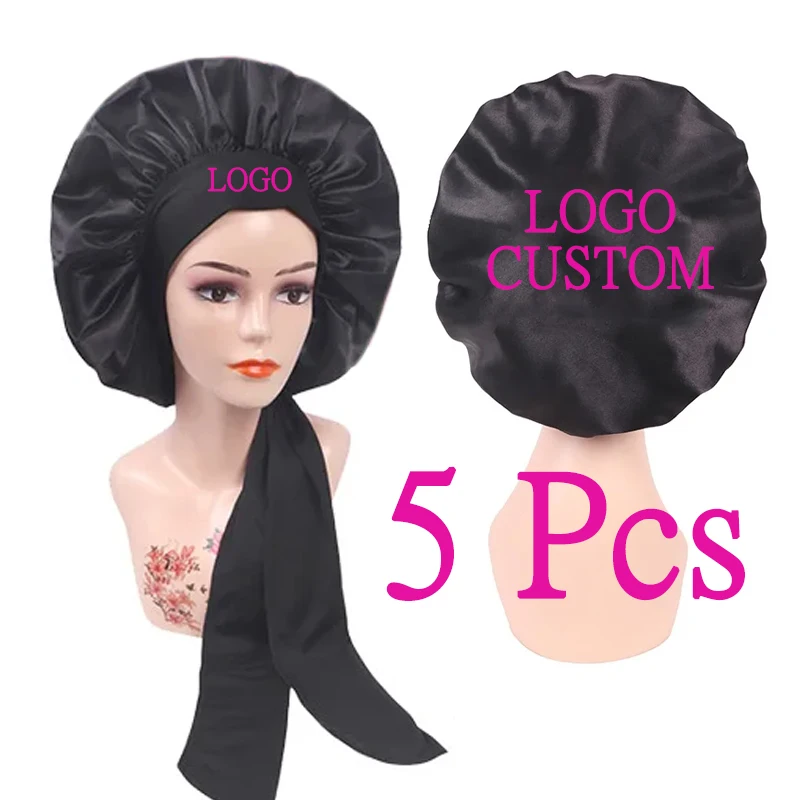 Silky Satin Bonnet Personalized Logo 5Pcs Black Pink Blue Silk Hair Bonnets With Edge Wrap Band Large Sleeping Cap Hair Care Hat
Silky Satin Bonnet Personalized Logo 5Pcs Black Pink Blue Silk Hair Bonnets With Edge Wrap Band Large Sleeping Cap Hair Care Hat
