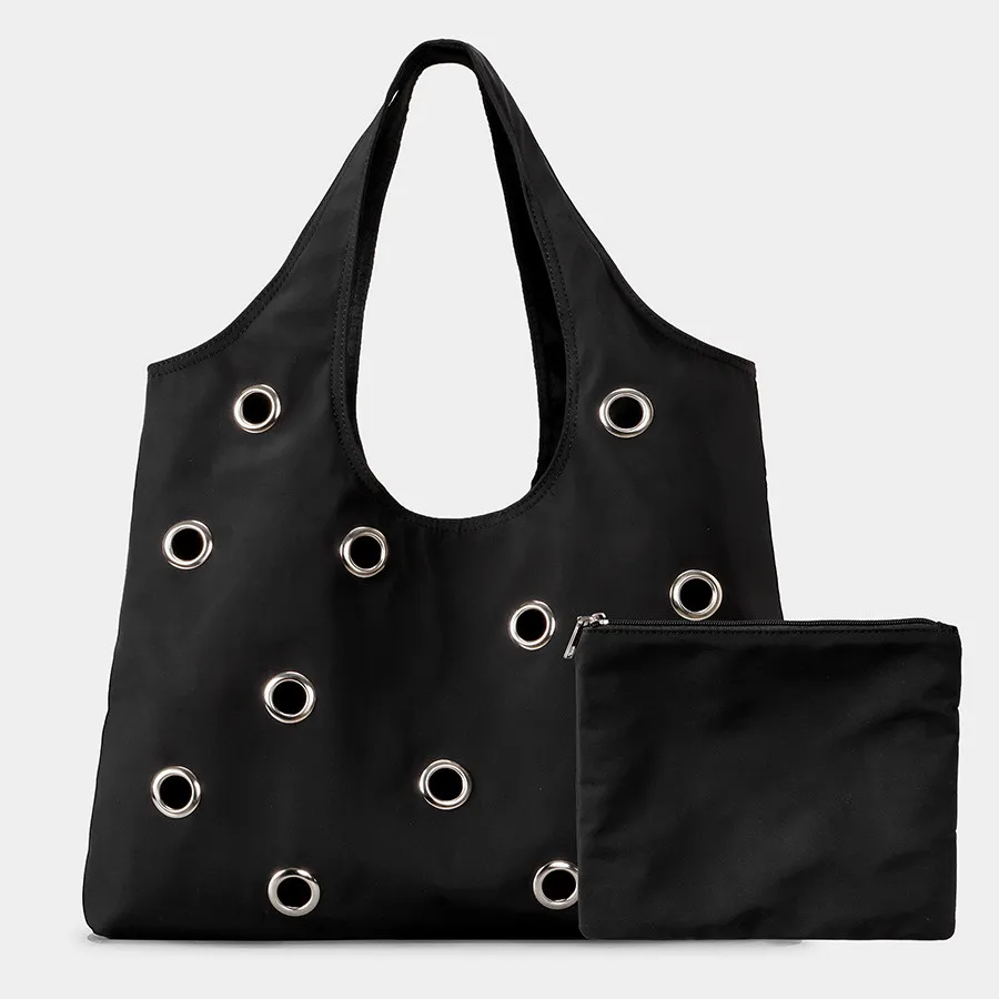 Fashion Hollow Rivet Large Capacity Tote Bag Hobos Women Handbags Luxury Soft nylon Shoulder Bags Trend Big Shopper Purses
Fashion Hollow Rivet Large Capacity Tote Bag Hobos Women Handbags Luxury Soft nylon Shoulder Bags Trend Big Shopper Purses