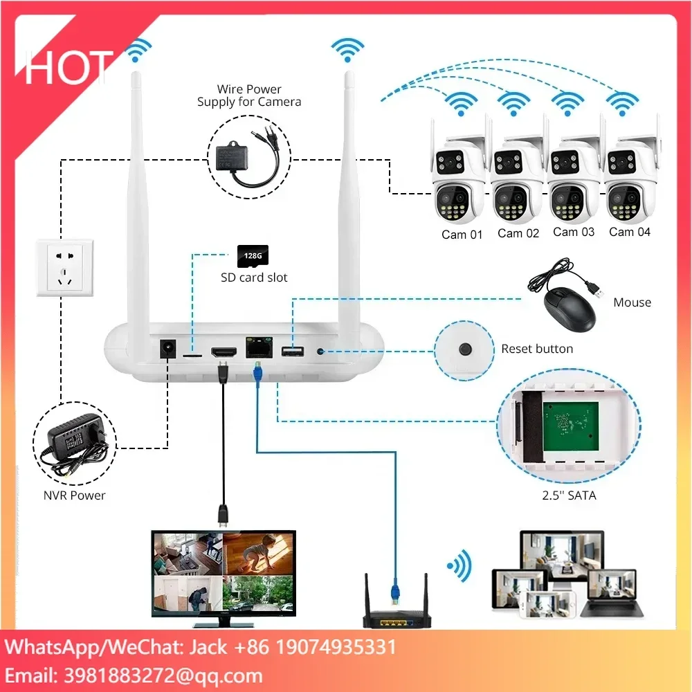 Wireless PTZ 8MP WIFI Monitoring System Two Way Audio House Protection IP Cam NVR Kit Video Wireless Security Camera System
Wireless PTZ 8MP WIFI Monitoring System Two Way Audio House Protection IP Cam NVR Kit Video Wireless Security Camera System