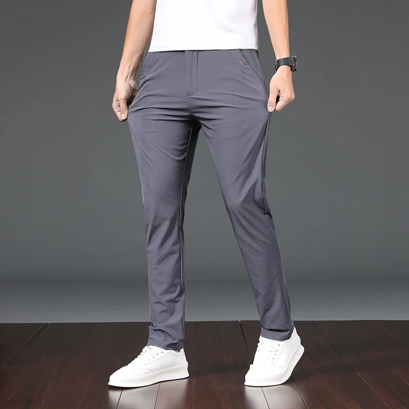 Summer Thin Ice Silk Casual Pants Men's Straight Classic Comfortable High Elastic Slim Straight Trousers Male Black Gray Khaki
Summer Thin Ice Silk Casual Pants Men's Straight Classic Comfortable High Elastic Slim Straight Trousers Male Black Gray Khaki