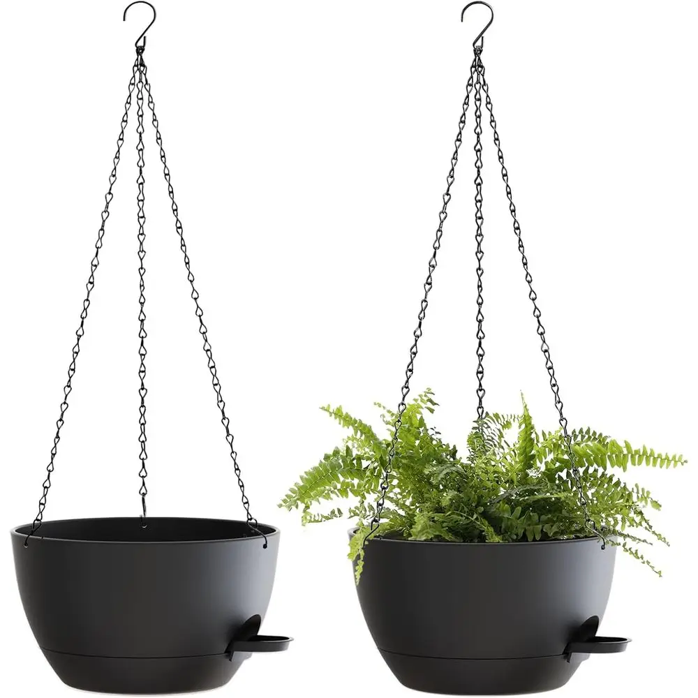 12 Inch Self-Watering Hanging Baskets with Chains, Suitable for Indoor or Outdoor Plants, Black Plastic Pots
12 Inch Self-Watering Hanging Baskets with Chains, Suitable for Indoor or Outdoor Plants, Black Plastic Pots