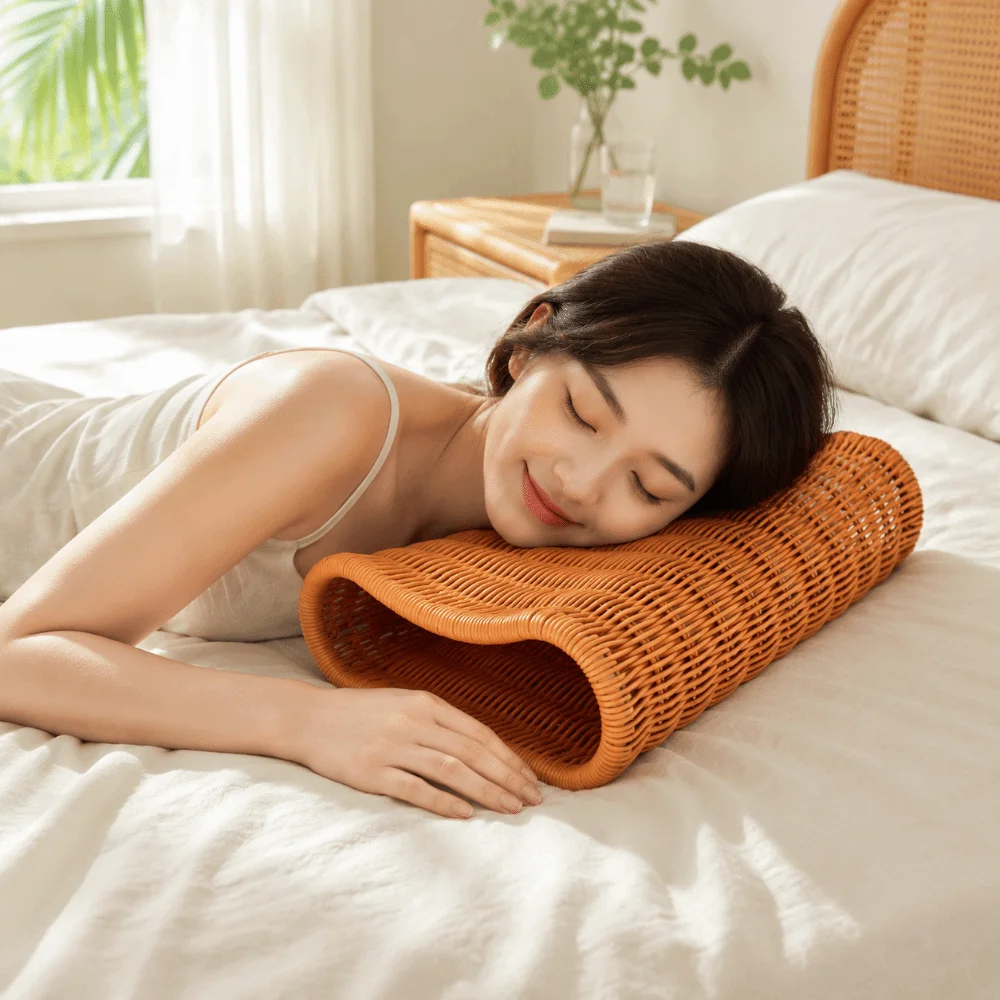 Ergonomic Curve Design Imitation Rattan Woven Pillow Handwoven Breathable Summer Cool Pillow Vintage Hollow
Ergonomic Curve Design Imitation Rattan Woven Pillow Handwoven Breathable Summer Cool Pillow Vintage Hollow