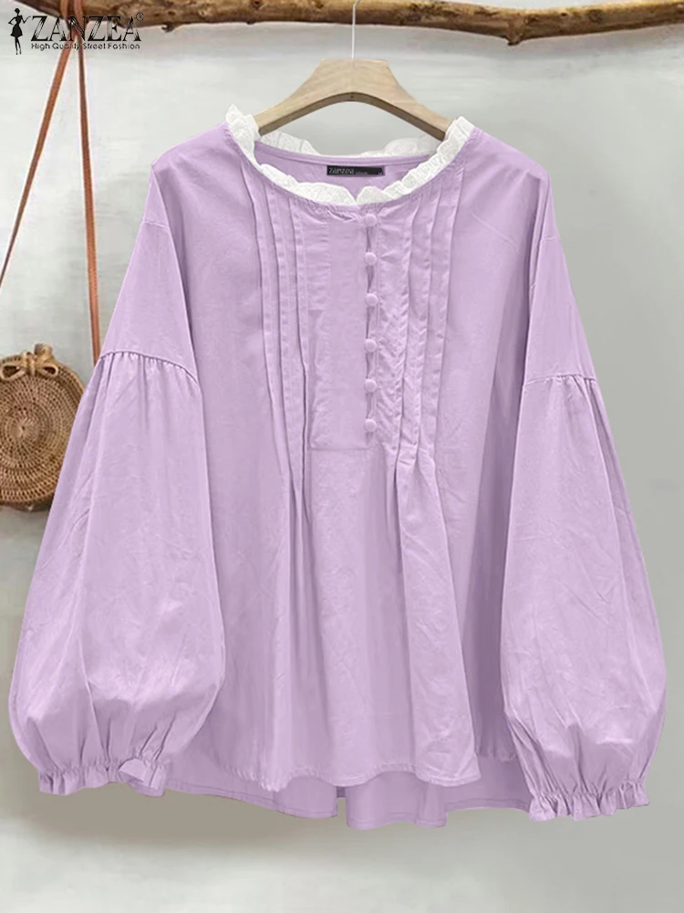 ZANZEA Casual Woman Blouses 2025 Spring Lantern Sleeve Lace Trim O-Neck Pintuck Blusas Mujer Holiday Everyday Solid Smock Tops
ZANZEA Casual Woman Blouses 2025 Spring Lantern Sleeve Lace Trim O-Neck Pintuck Blusas Mujer Holiday Everyday Solid Smock Tops