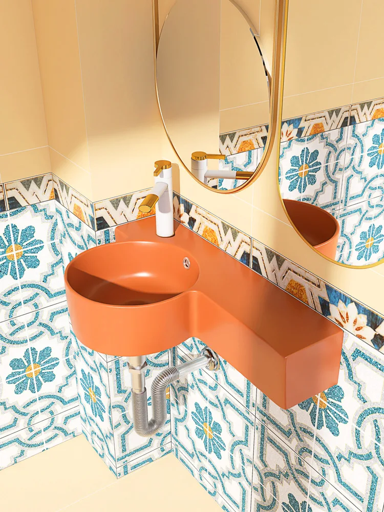 Bathroom mini simple wall-mounted ultra-narrow small size ceramic wall-mounted integrated basin
Bathroom mini simple wall-mounted ultra-narrow small size ceramic wall-mounted integrated basin