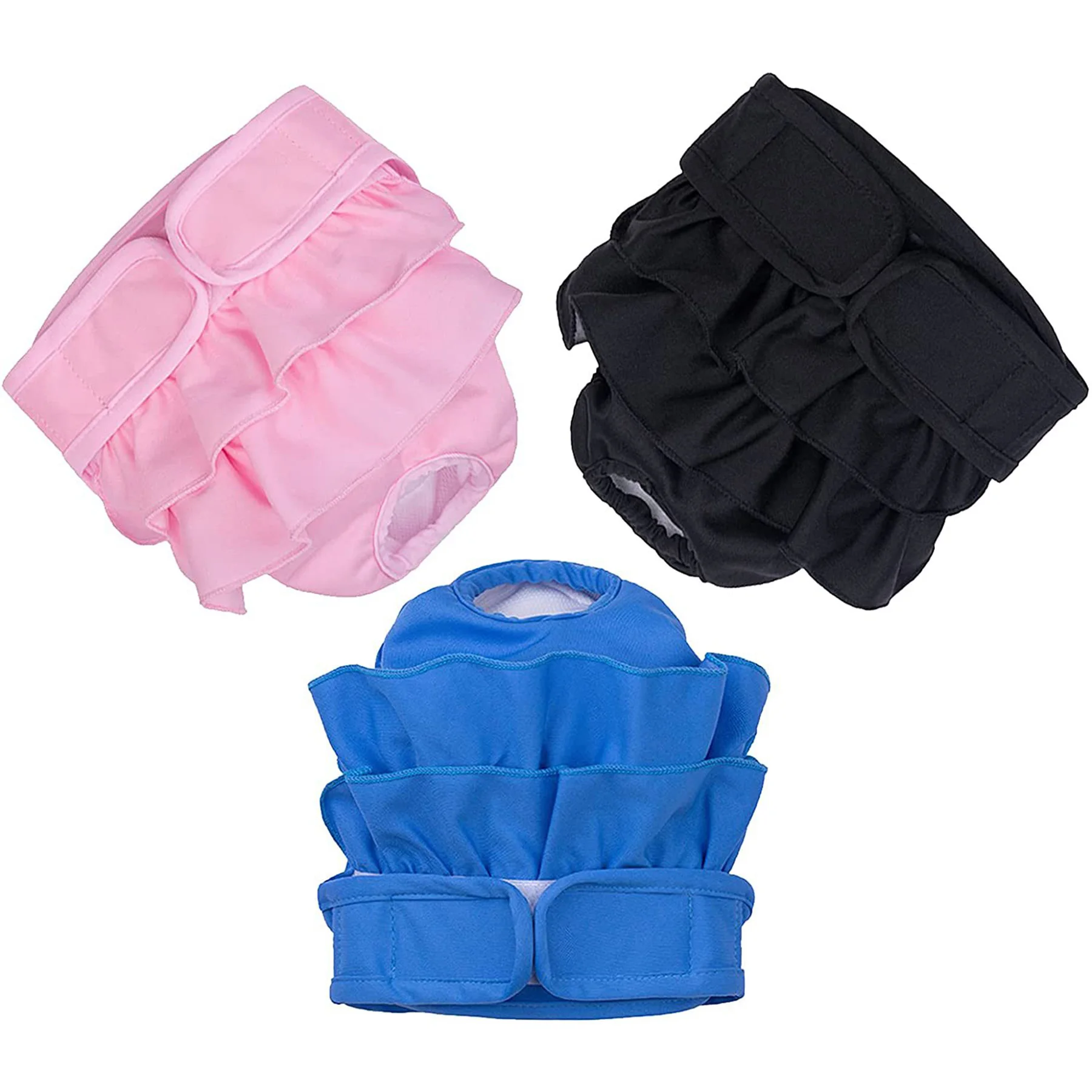 3-Pack Solid Color Dog Diapers with Double Lace Trim - Washable Reusable Female Pet Pants for Heat Cycle Protection
3-Pack Solid Color Dog Diapers with Double Lace Trim - Washable Reusable Female Pet Pants for Heat Cycle Protection