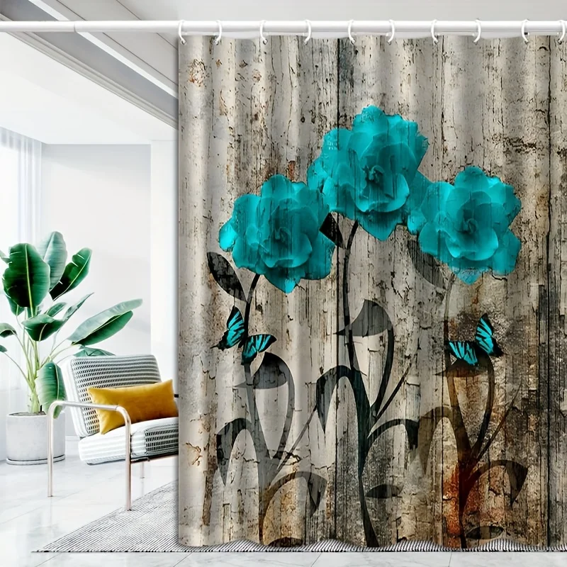 Blue Floral Tropical Print Waterproof Shower Curtain Rustic Wood Background Bathroom Decor Shower Curtain Liner 180x180cm
Blue Floral Tropical Print Waterproof Shower Curtain Rustic Wood Background Bathroom Decor Shower Curtain Liner 180x180cm