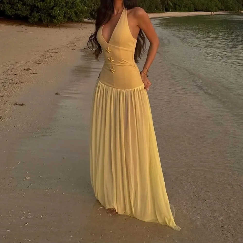 Customized A-Line Prom Dresses Floor-Length V-Neck Sleeveless Evening Dresses Simple Fashion Draped Backless Casual Party Gown
Customized A-Line Prom Dresses Floor-Length V-Neck Sleeveless Evening Dresses Simple Fashion Draped Backless Casual Party Gown