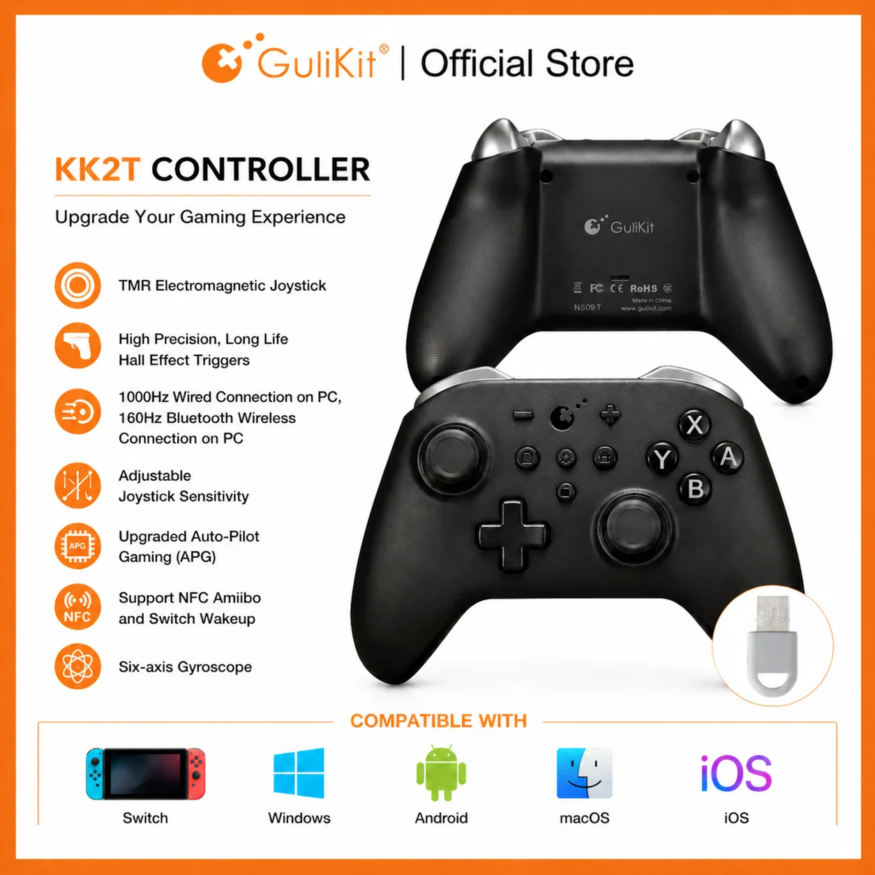 GuliKit Bluetooth Game Controller With TMR Joystick Hyperlink 2 Adapter for Windows/Switch 2/Steam Deck/iOS/macOs
GuliKit Bluetooth Game Controller With TMR Joystick Hyperlink 2 Adapter for Windows/Switch 2/Steam Deck/iOS/macOs