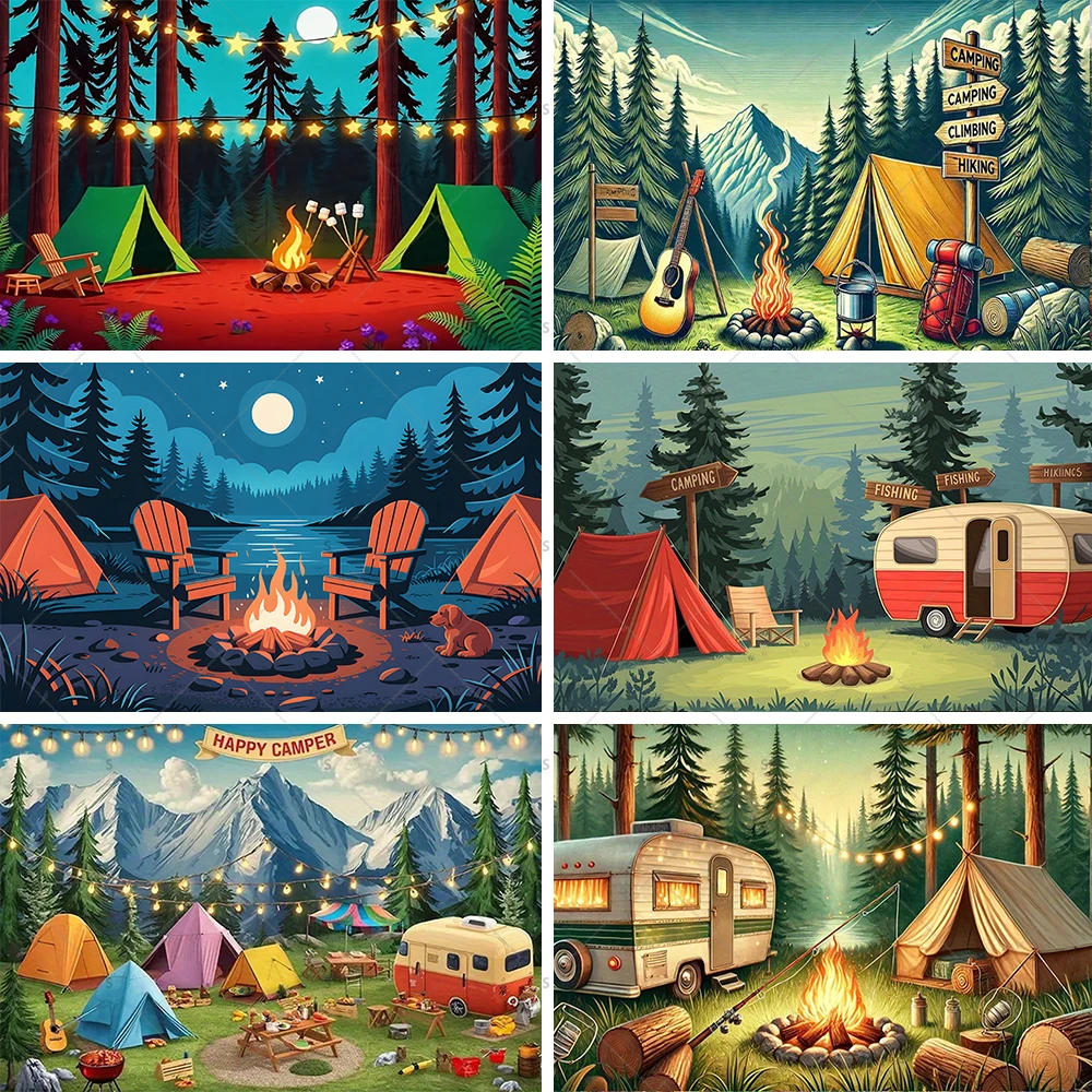 Forest Camping Tent Birthday Party Decoration Backdrop Forest Night Mountain Woodland Photography Background Banner Supplies
Forest Camping Tent Birthday Party Decoration Backdrop Forest Night Mountain Woodland Photography Background Banner Supplies