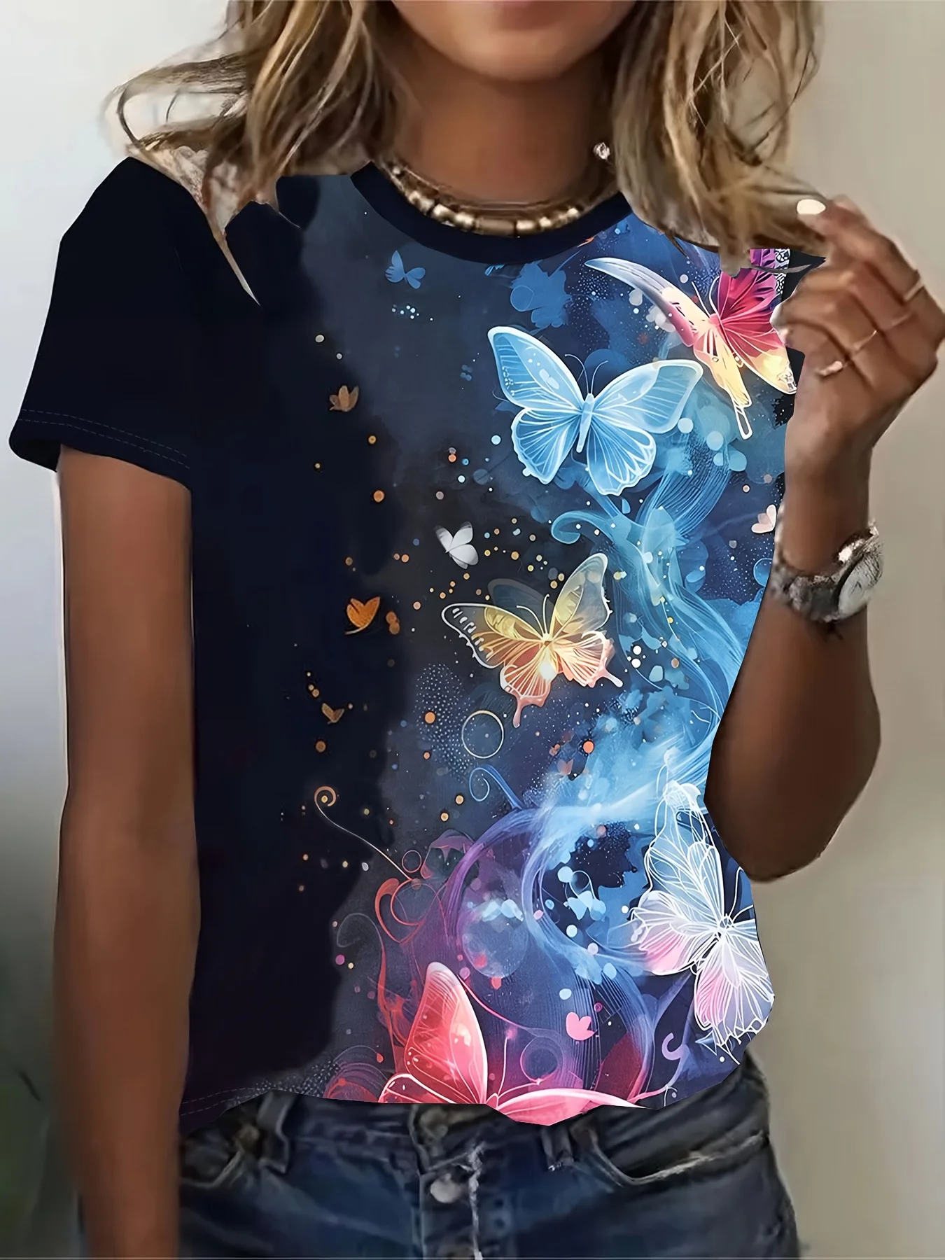 2025 Summer New Plus Size Short Sleeved Butterfly Round Neck T-shirt Printed Women Casual T-shirt Quick Drying and Breathable
2025 Summer New Plus Size Short Sleeved Butterfly Round Neck T-shirt Printed Women Casual T-shirt Quick Drying and Breathable