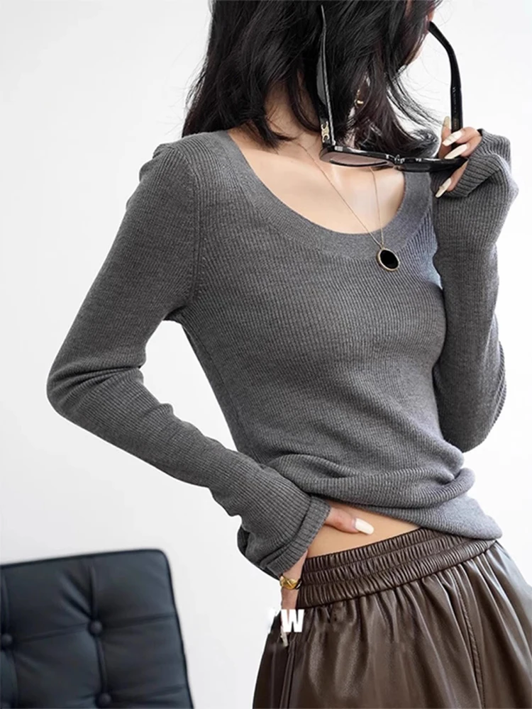 Gray Knitted Base Shirt Women's New Style Spring Autumn Outerwear T Slimming Top Inner Wear Winter Fashionable Commute Style
Gray Knitted Base Shirt Women's New Style Spring Autumn Outerwear T Slimming Top Inner Wear Winter Fashionable Commute Style