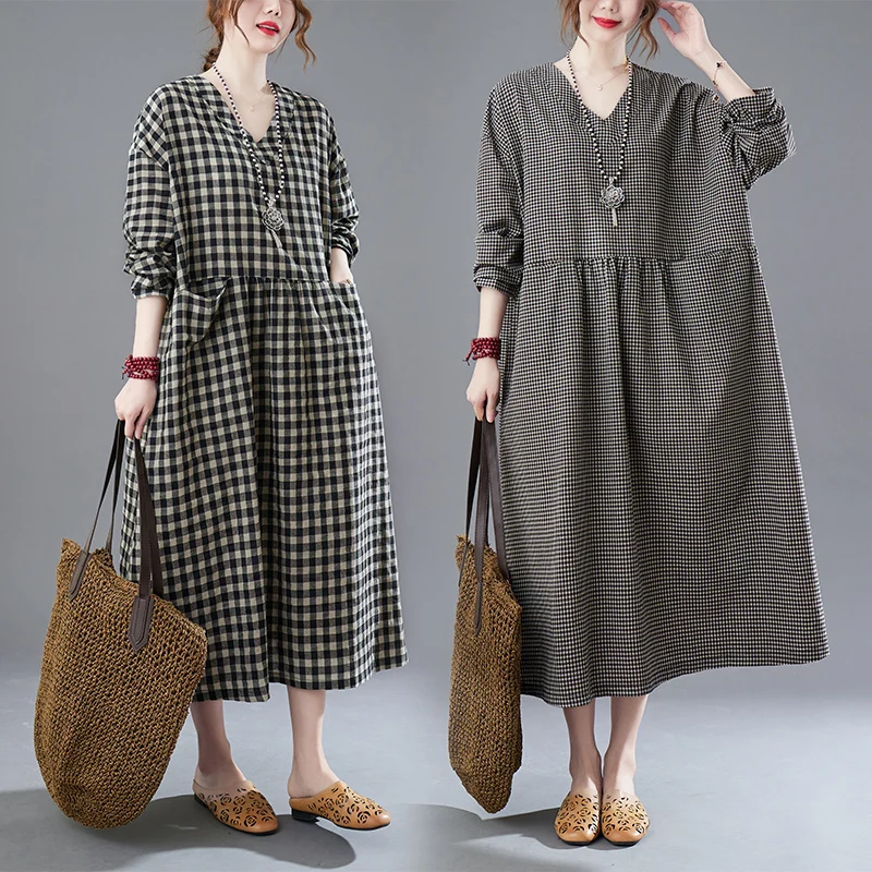 Утягивающая клетчатая хлопковая длинная юбка трапециевидной формы Linhwa Dr V-ne с высокой талией для женщин больших размеров, весенняя мода для поездок на работу Sle 
Утягивающая клетчатая хлопковая длинная юбка трапециевидной формы Linhwa Dr V-ne с высокой талией для женщин больших размеров, весенняя мода для поездок на работу Sle