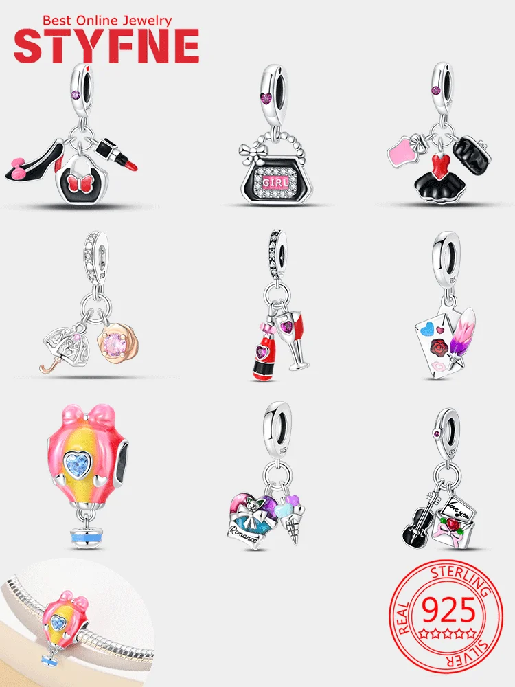 Charms 925 Silver Dress Lipstick High Heels Red Wine Hot Air Balloon Beads Pendant Fit DIY Women Jewelry Original Bracelet Gift
Charms 925 Silver Dress Lipstick High Heels Red Wine Hot Air Balloon Beads Pendant Fit DIY Women Jewelry Original Bracelet Gift