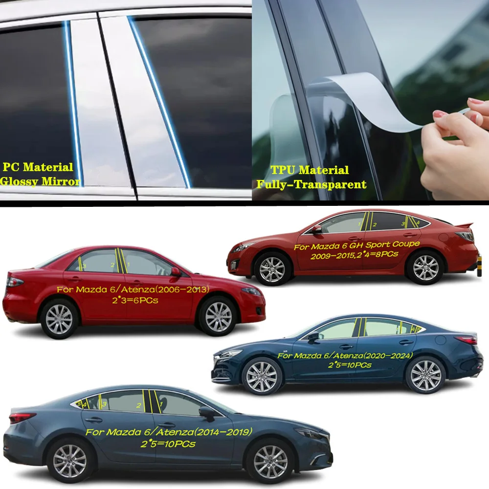 For Mazda 6/Atenza/Sport Coupe 2006-2024 TPU/Glossy Mirror Pillar Post Cover Door Trim Window Molding Sticker Plate Accessories
For Mazda 6/Atenza/Sport Coupe 2006-2024 TPU/Glossy Mirror Pillar Post Cover Door Trim Window Molding Sticker Plate Accessories