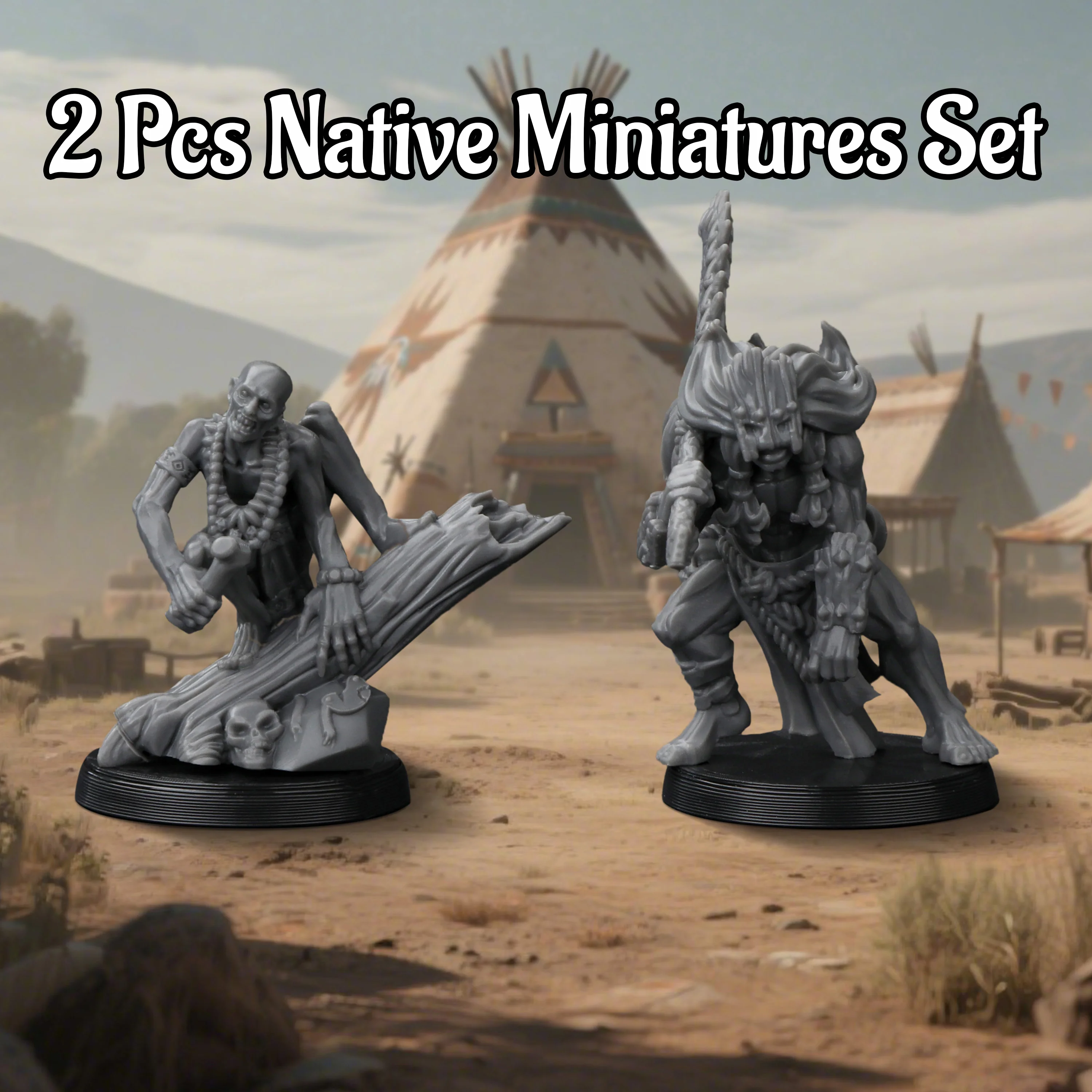 Native RPG Miniature Set – 2Pcs Tribal Figures for Tabletop & Dioramas – 3D Printed ABS Resin, Gift for RPG Fans
Native RPG Miniature Set – 2Pcs Tribal Figures for Tabletop & Dioramas – 3D Printed ABS Resin, Gift for RPG Fans