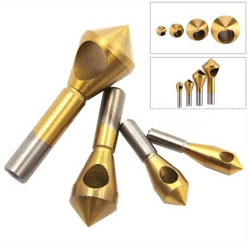 4pcs/Set Titanium Countersink Drill Taper Hole Cutter for Deburring Chamfering Tools
4pcs/Set Titanium Countersink Drill Taper Hole Cutter for Deburring Chamfering Tools