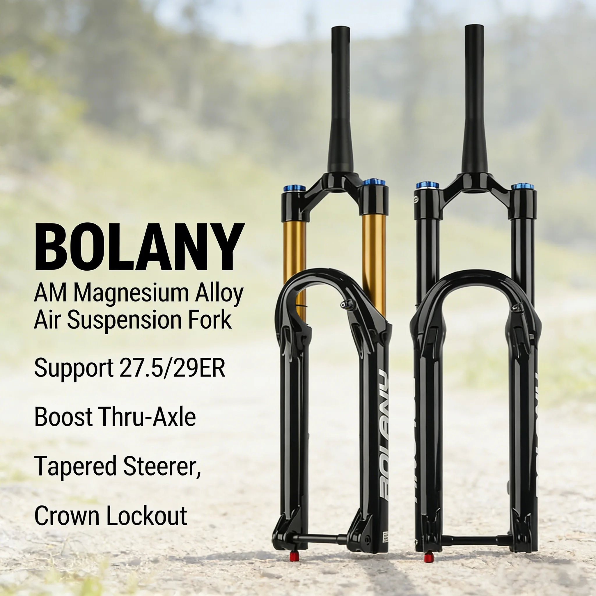 BOLANY Mountain Bike Air Pressure Front Fork Thru-axle BOOST Tapered Steerer Shoulder Control Damping Adjustment 160 Stroke 29ER
BOLANY Mountain Bike Air Pressure Front Fork Thru-axle BOOST Tapered Steerer Shoulder Control Damping Adjustment 160 Stroke 29ER
