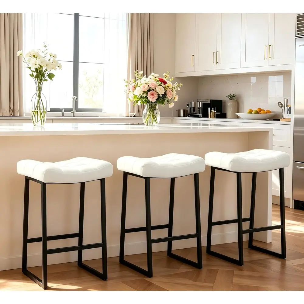 Set of 3 Industrial-Style Bar Stools, 24 Counter Height, Upholstered Leather Seats, Metal Frame
Set of 3 Industrial-Style Bar Stools, 24 Counter Height, Upholstered Leather Seats, Metal Frame