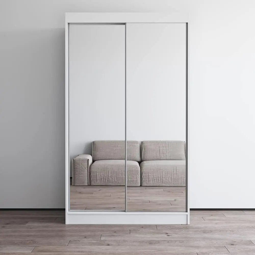 Contemporary 2D Mirrored Wardrobe - Ample Storage with Shelves & Hanging, White, 80 H x 47/59 W x 26 D
Contemporary 2D Mirrored Wardrobe - Ample Storage with Shelves & Hanging, White, 80 H x 47/59 W x 26 D