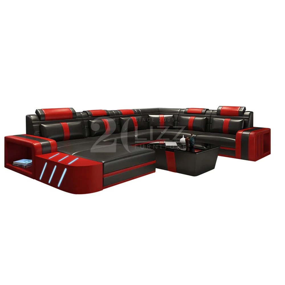 American Home leather sofa living room furniture Led Leisure U Shape Sofa Set
American Home leather sofa living room furniture Led Leisure U Shape Sofa Set