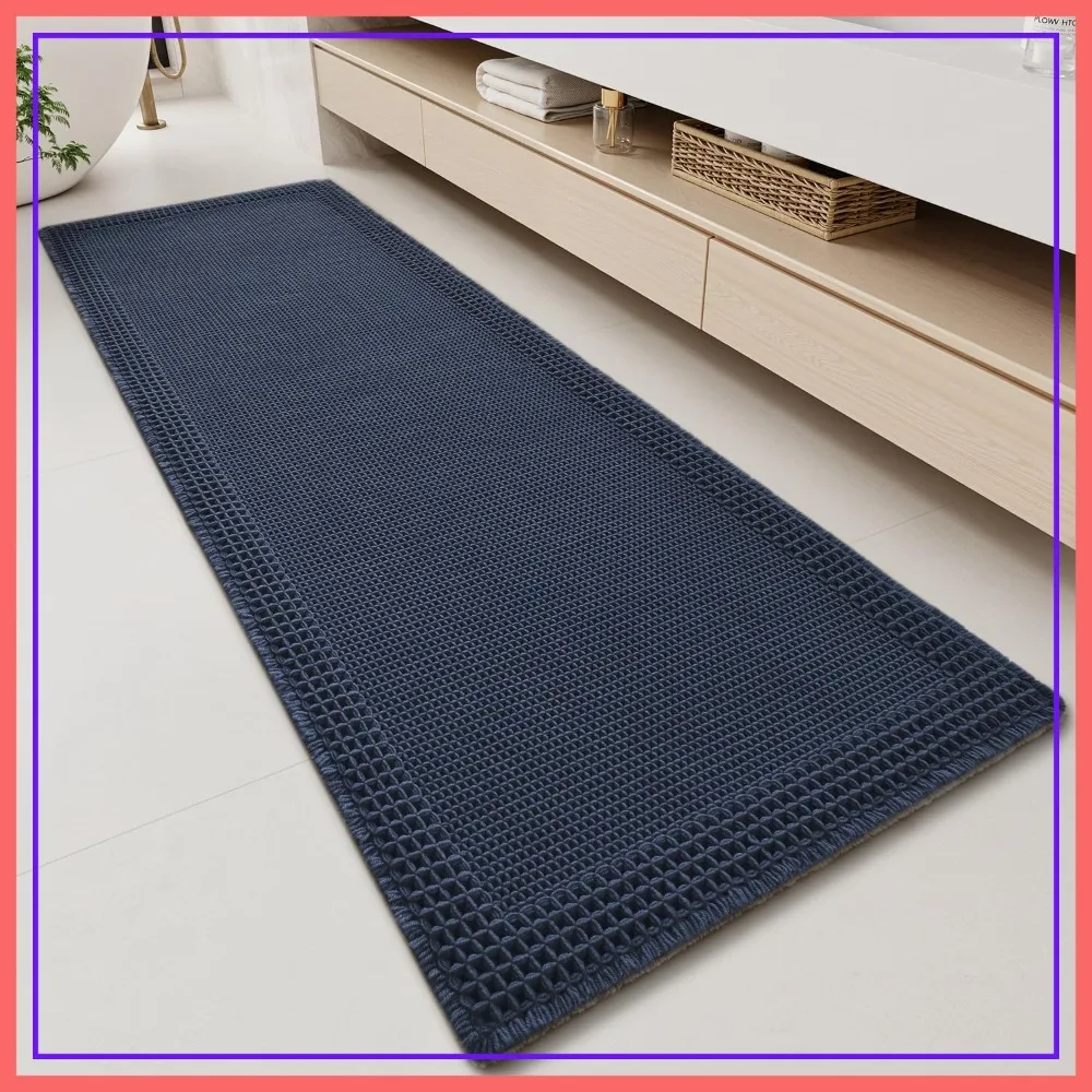 Waffle Bathroom Runner Rugs, Super Absorbent Non Slip Bath Mat, Quick Dry Ultra Soft Boho Rugs with Tassels, 2'x6' Navy
Waffle Bathroom Runner Rugs, Super Absorbent Non Slip Bath Mat, Quick Dry Ultra Soft Boho Rugs with Tassels, 2'x6' Navy