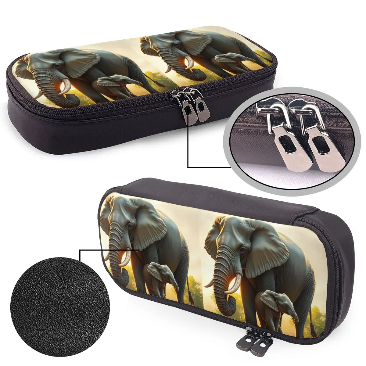 A Majestic Elephant With Her Baby Elephant Leather Pencil Case for Studen Pen Box Pencil Bag Stationery Supplies Pen Holder Bag
A Majestic Elephant With Her Baby Elephant Leather Pencil Case for Studen Pen Box Pencil Bag Stationery Supplies Pen Holder Bag