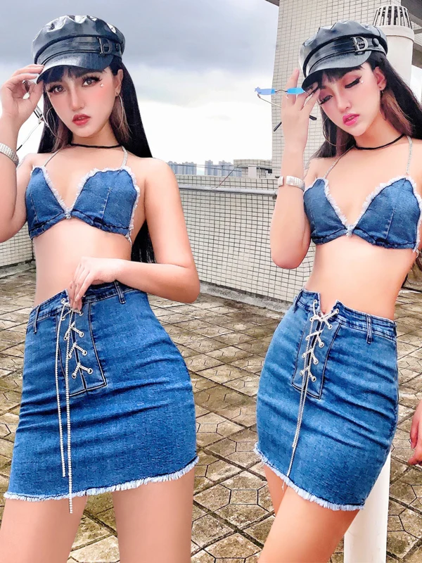 Sexy Backless Denim Vest Short Skirt Set Neck Hanging Belt Stage Performance Costume New Arrival Women's Ethnic Wear Dance Co...
Sexy Backless Denim Vest Short Skirt Set Neck Hanging Belt Stage Performance Costume New Arrival Women's Ethnic Wear Dance Co...
