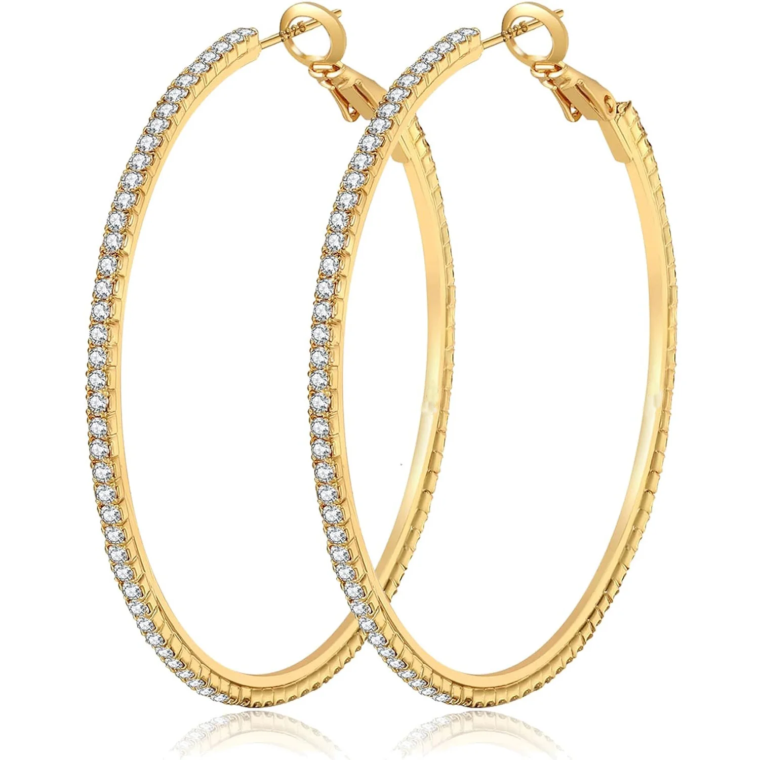 5 Pair Large Hoop Earrings Set Big Cubic Zirconia Hoop Earrings Thin Rhinestones 5 Size 
5 Pair Large Hoop Earrings Set Big Cubic Zirconia Hoop Earrings Thin Rhinestones 5 Size