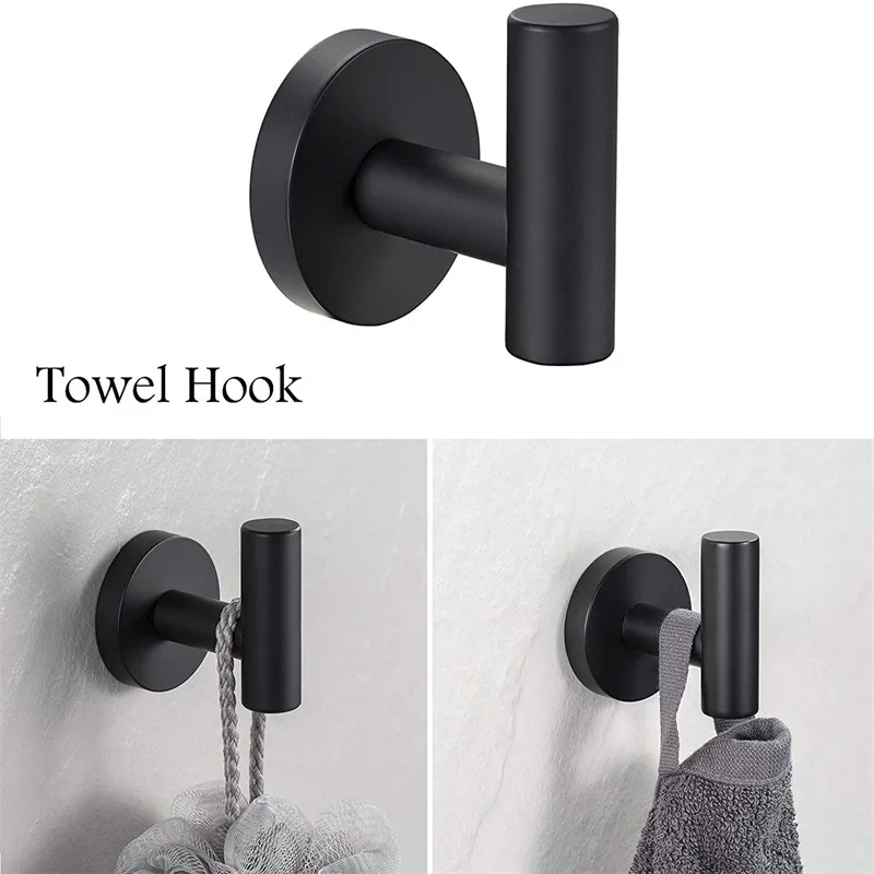 304 Stainless Steel Towel Bar Set - Black Bathroom Hardware Kit with Toilet Paper Holder & Hooks, Modern Shower Accessories
304 Stainless Steel Towel Bar Set - Black Bathroom Hardware Kit with Toilet Paper Holder & Hooks, Modern Shower Accessories