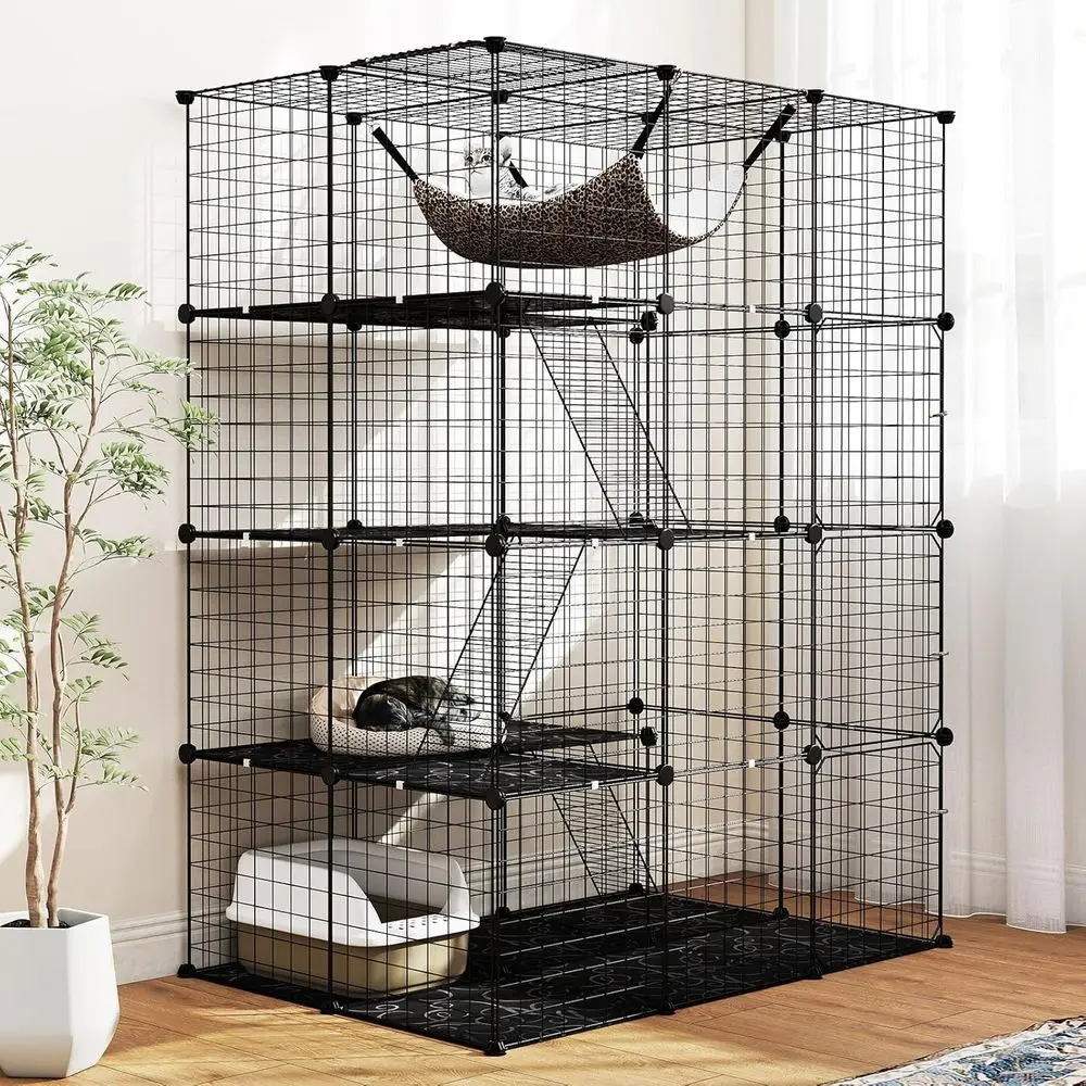 4-Tier Indoor Cat Enclosure, 56 Skylight, Hammock, 3 Ladders, Metal Kennel, Lockable Doors, DIY Playpen for 1-4 Cats
4-Tier Indoor Cat Enclosure, 56 Skylight, Hammock, 3 Ladders, Metal Kennel, Lockable Doors, DIY Playpen for 1-4 Cats