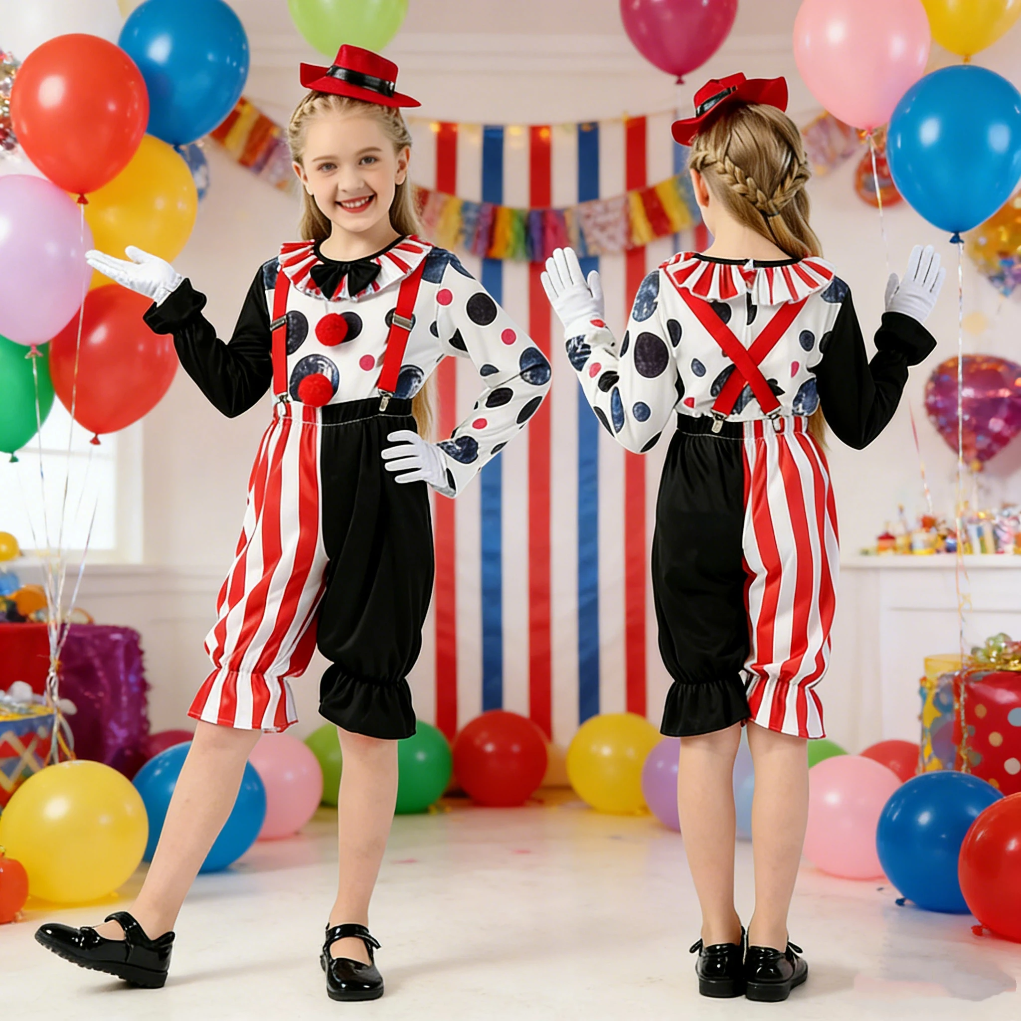 Halloween Enfant Costumse Carnival Stage Fancy Clothing Clown Cosplay Strip Jumpsuit Hat For Enfants
Halloween Enfant Costumse Carnival Stage Fancy Clothing Clown Cosplay Strip Jumpsuit Hat For Enfants