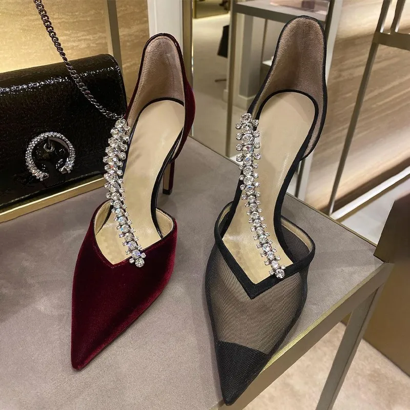 2023 Sexy Ladies Thin Heeled Pumps Solid Velvet Crystal Concise Pointed Toe Super High Heels Shoes Woman Wedding Party Shoes
2023 Sexy Ladies Thin Heeled Pumps Solid Velvet Crystal Concise Pointed Toe Super High Heels Shoes Woman Wedding Party Shoes