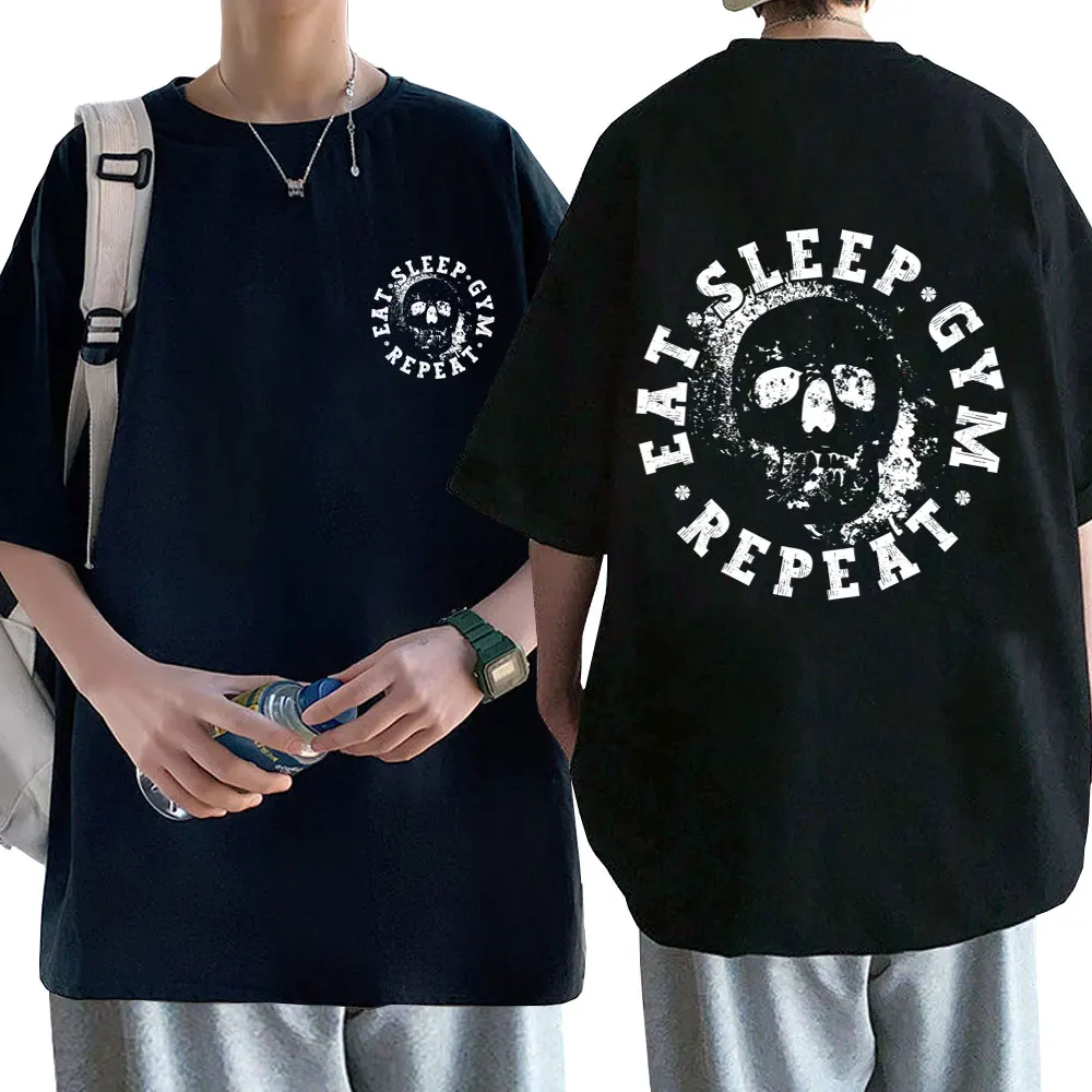 Eat Sleep Gym Repeat Double Sided Graphic T-shirt Unisex Oversized High Quality Tshirt Funny Skeleton Men Women Gym Fitness Tees
Eat Sleep Gym Repeat Double Sided Graphic T-shirt Unisex Oversized High Quality Tshirt Funny Skeleton Men Women Gym Fitness Tees