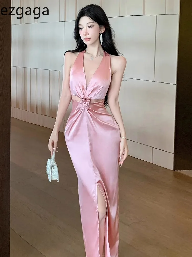 Ezgaga Women Dresses Sleeveless Hollow Out Halter Sexy Slim Ruched Flowes Backless Ribbon Bandage Temperament Party Dress
Ezgaga Women Dresses Sleeveless Hollow Out Halter Sexy Slim Ruched Flowes Backless Ribbon Bandage Temperament Party Dress