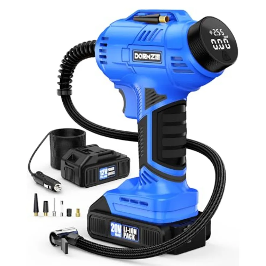 Cordless Tire Inflator Portable Air Compressor 150 PSI Handheld Air Pump for Car Tires with 20V Rechargeable Battery 12V Car Po
Cordless Tire Inflator Portable Air Compressor 150 PSI Handheld Air Pump for Car Tires with 20V Rechargeable Battery 12V Car Po