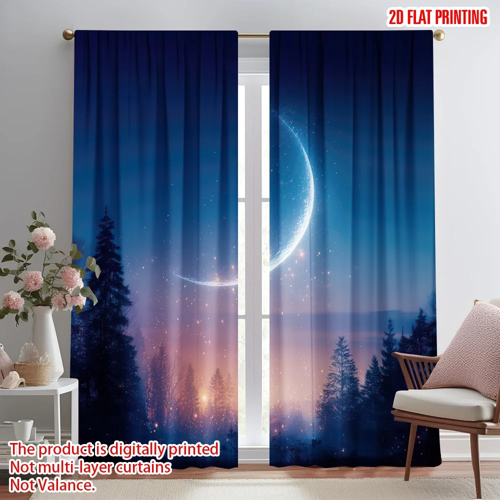 2D flat printing 2pcs Curtains Moonlit Enchanted Forest Digital Printed Polyester Drapes Festive Curtains Use for Holiday Family
2D flat printing 2pcs Curtains Moonlit Enchanted Forest Digital Printed Polyester Drapes Festive Curtains Use for Holiday Family