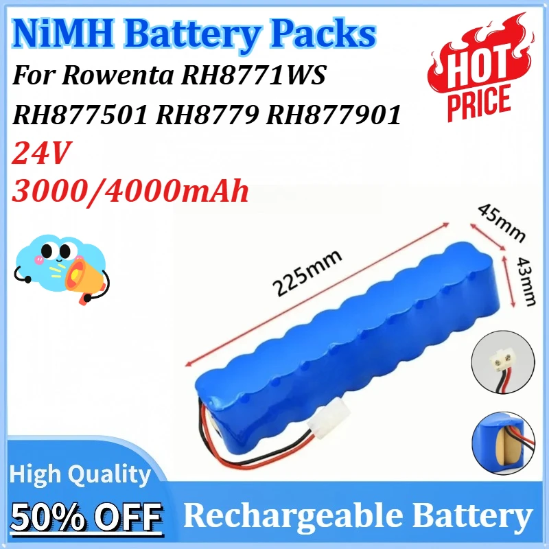 New 24V 3000/4000mAh NiMH Battery Packs Vacuum Cleaner Replacement for Rowenta RH8771WS RH877501 RH8779 RH877901 Aspirador De Pó
New 24V 3000/4000mAh NiMH Battery Packs Vacuum Cleaner Replacement for Rowenta RH8771WS RH877501 RH8779 RH877901 Aspirador De Pó